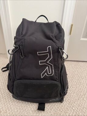 TYR Black Alliance 30L SwimBackpack with Multiple Pockets, Wet Area For Suits